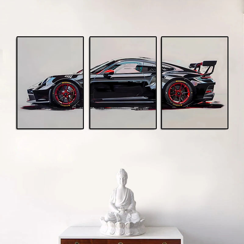 Affiches triptyques de voiture sportive