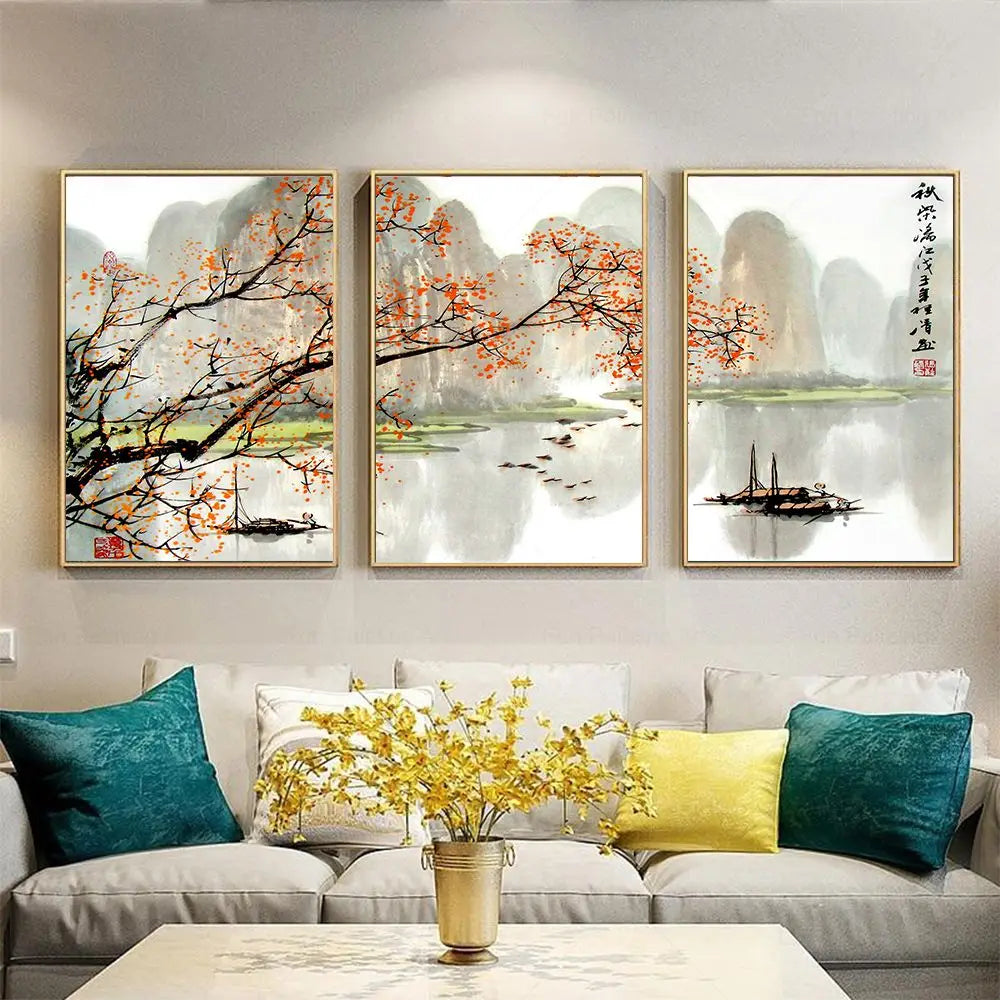 Affiches florales asiatiques poétiques