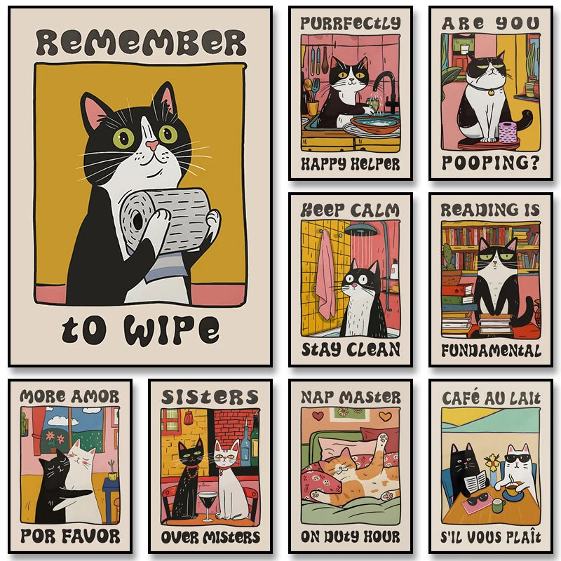 Affiches de chat ludique