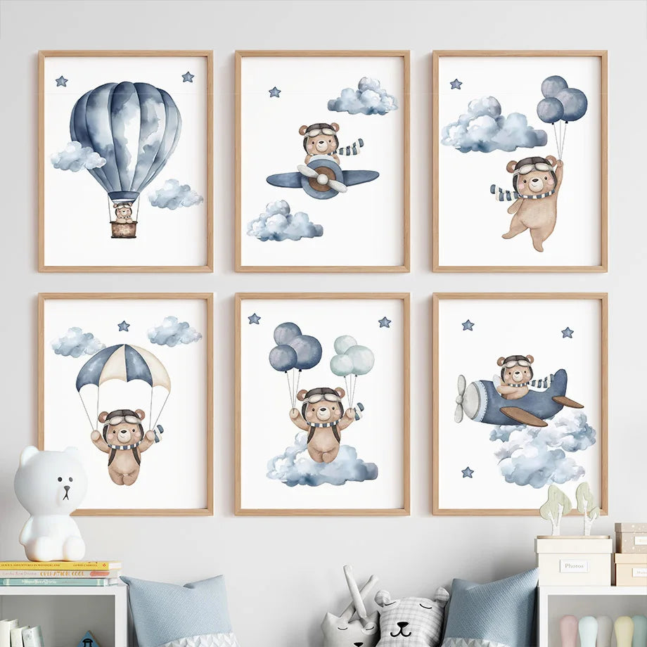 Affiches d'oursons aériens