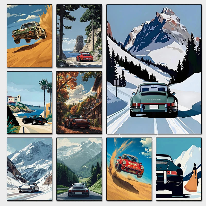 Affiches Porsche univers alpin