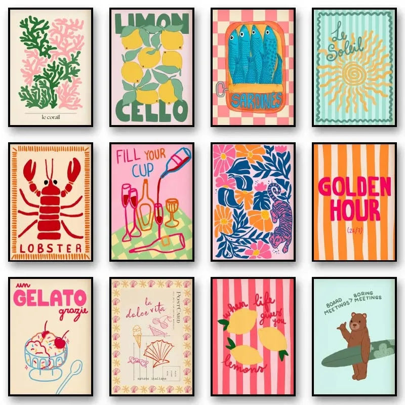 Affiches graphiques colorées