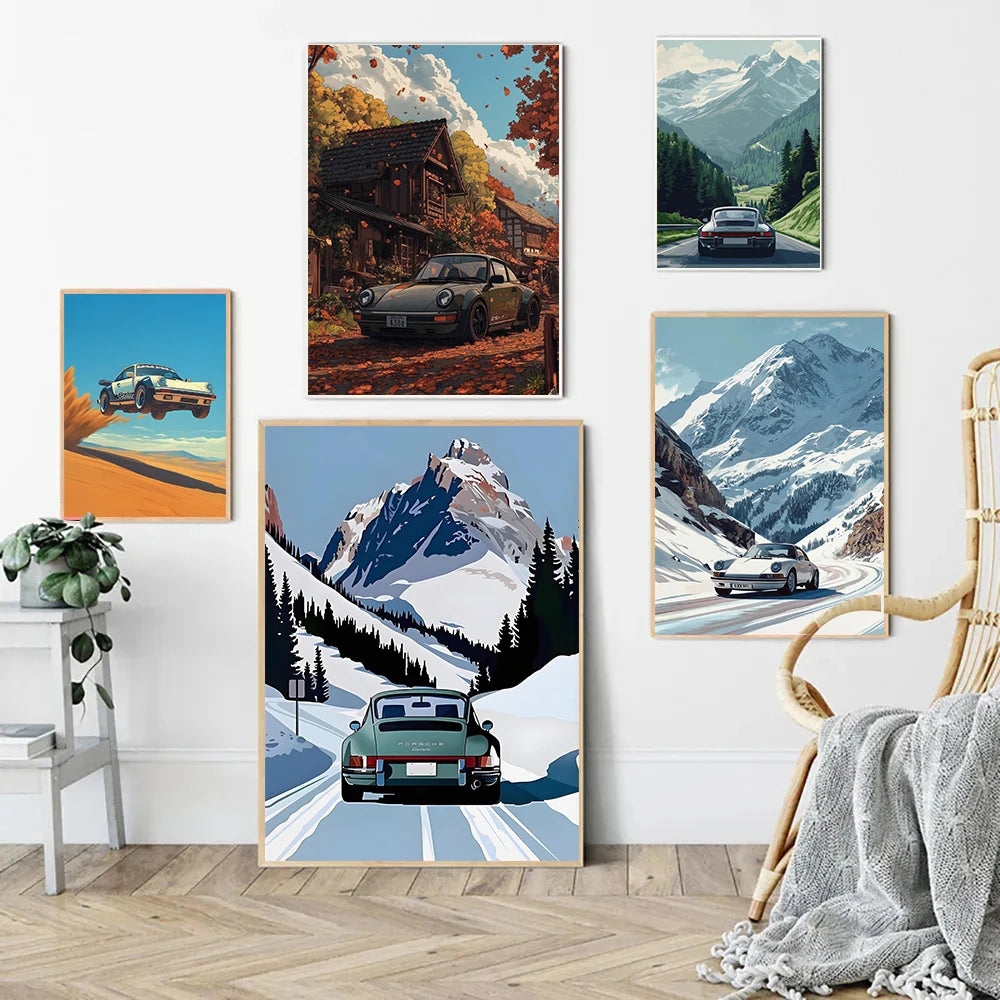 Affiches Porsche univers alpin