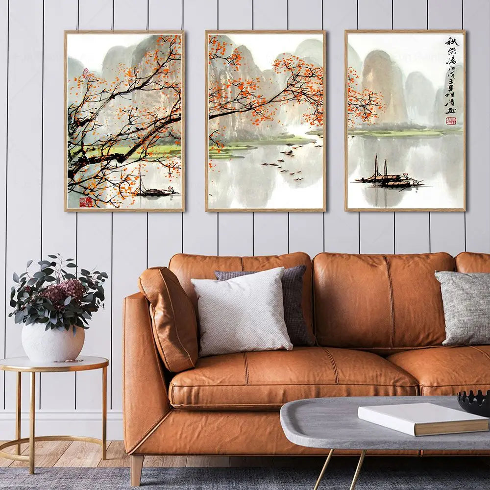 Affiches florales asiatiques poétiques